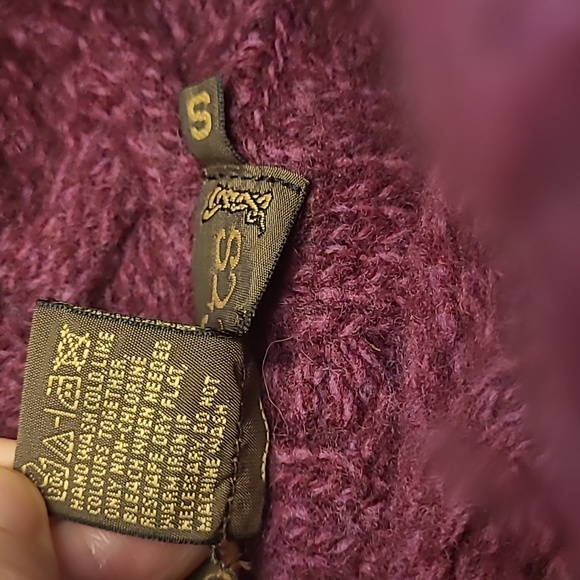 EUC Inis Crafts Irish 100% Merino Wool Cowlneck Turtleneck Purple Knit Sweater - Picture 10 of 11